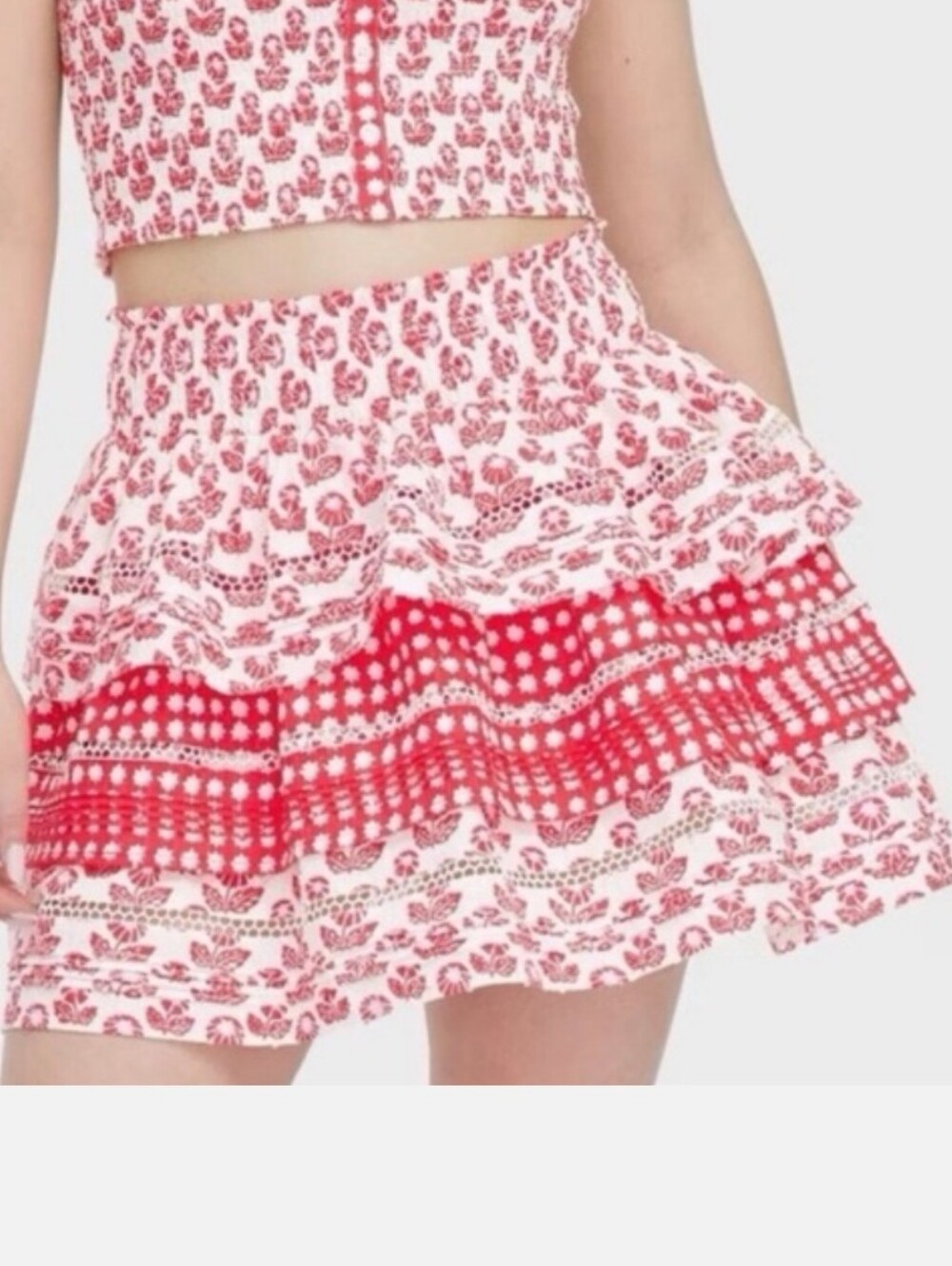 Roller Rabbit X Target Women’s Red & White Tiered Mini Skirt